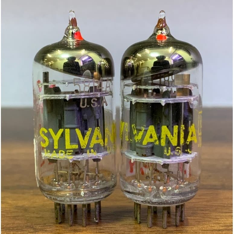 12AU7 5814A Sylvania VINTAGE 3 Mica O-Getter Matched Pair